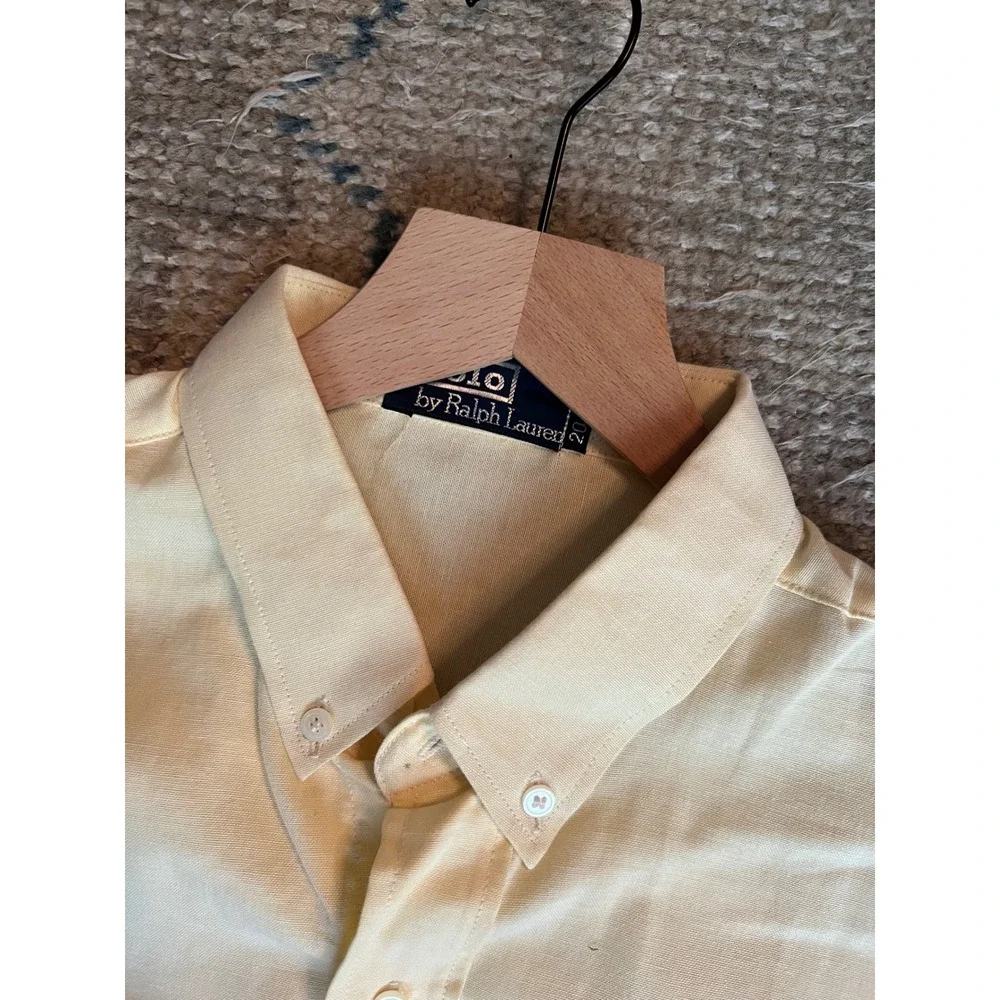 Polo Ralph Lauren Mens Short Sleeve Oxford Button Down Shirt Yellow Pony Logo 20
